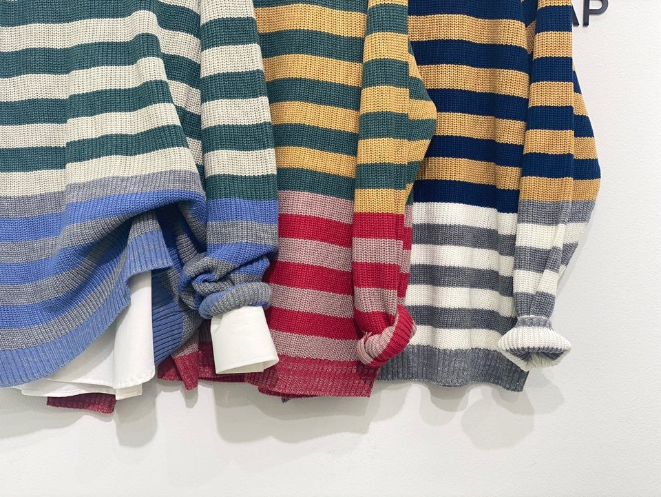 Korean sweater, multicolor stripes, oversized fit