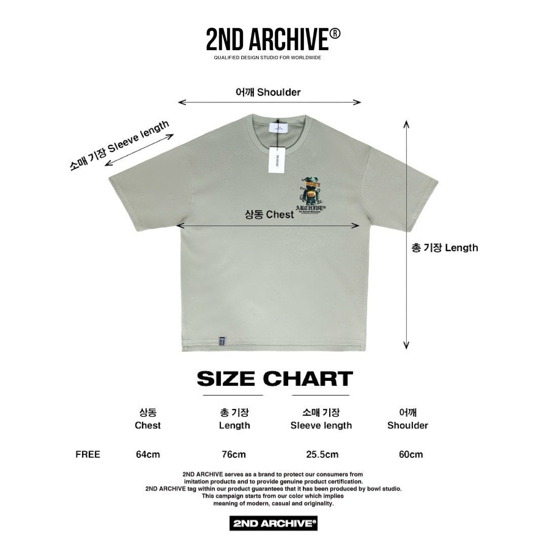 2nd Archive正規品、韓国ブランドの人気グラフィックTシャツ