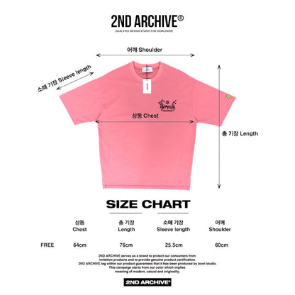 Size chart for free size t shirt made in Korea.