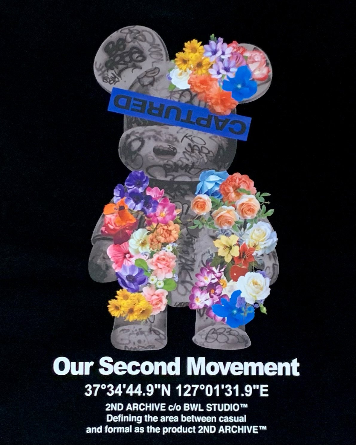 2nd Archive]グラフィティ フラワーモチーフ テディベア Tシャツ Made