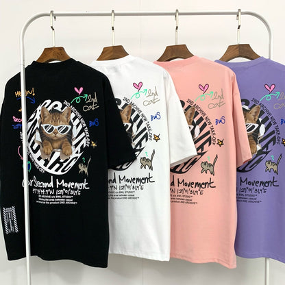 [2nd Archive]サークルロゴのクールな猫のTシャツ(SAB117)