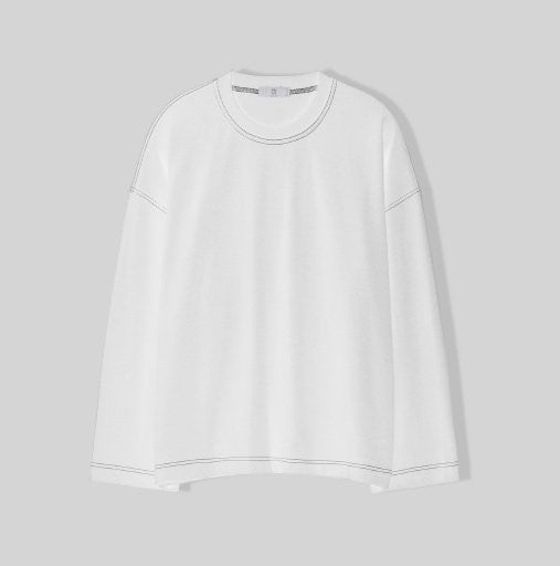 White oversized unisex long sleeve shirt made in Korea. 