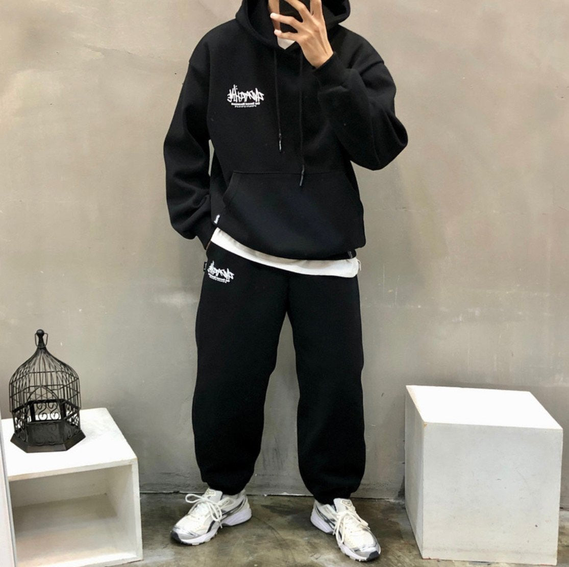 Korean streetwear hoodie with 2nd Archive signature branding