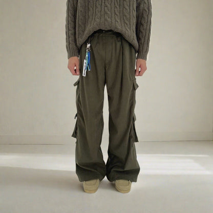 Command attention in these oversized cargo pants from Korea, offering a fresh take on street fashion with their unique color palette.