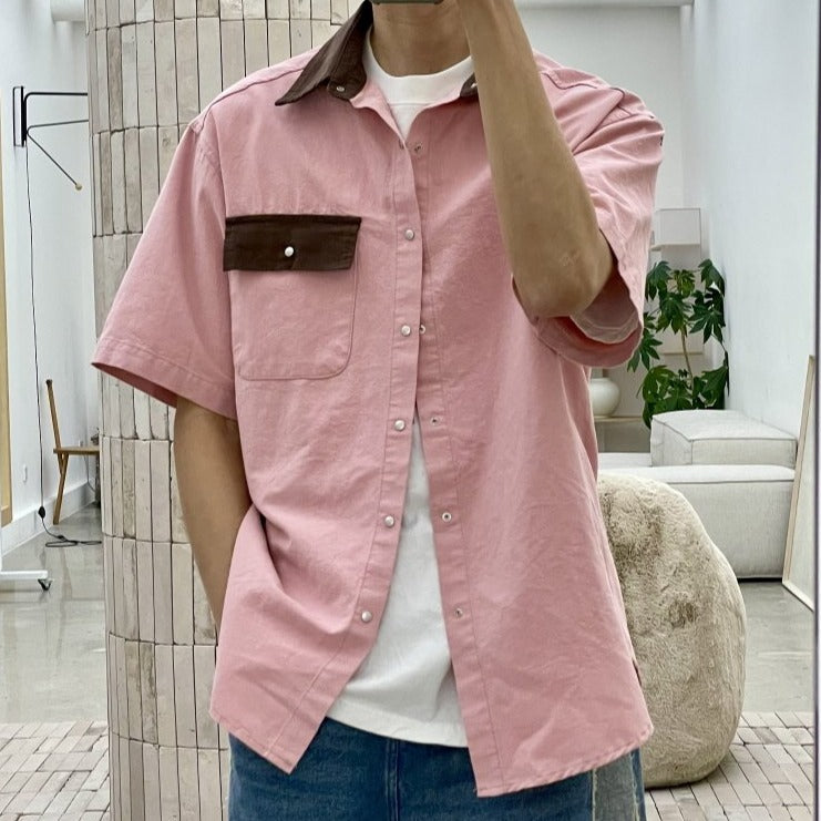 Unisex vintage button-up shirt, street style, high craftsmanship.