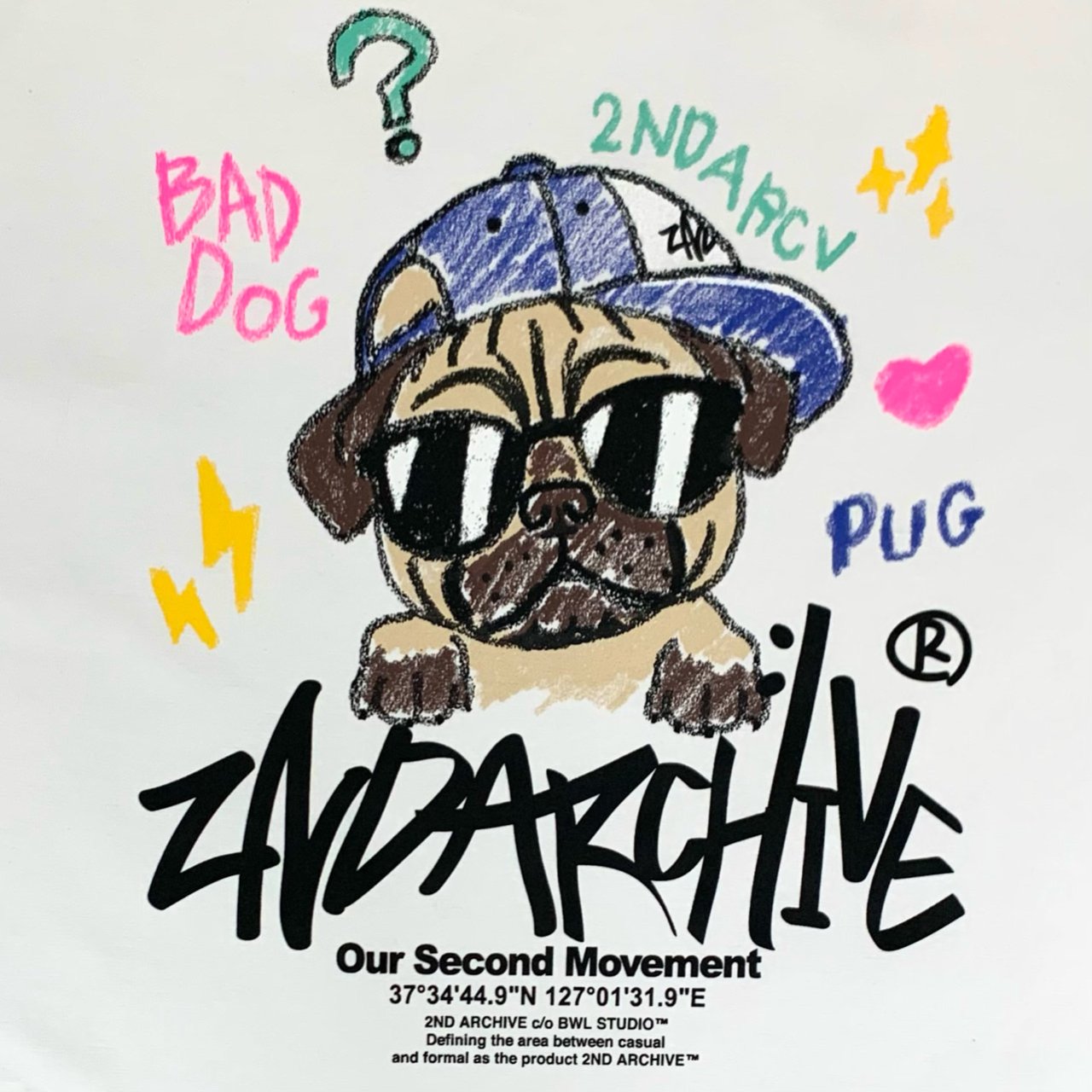 [2nd Archive]新しいパグクレヨンTシャツ(SAB145)