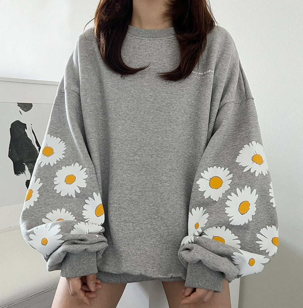 Korean sweater, artistic floral graphic, best seller