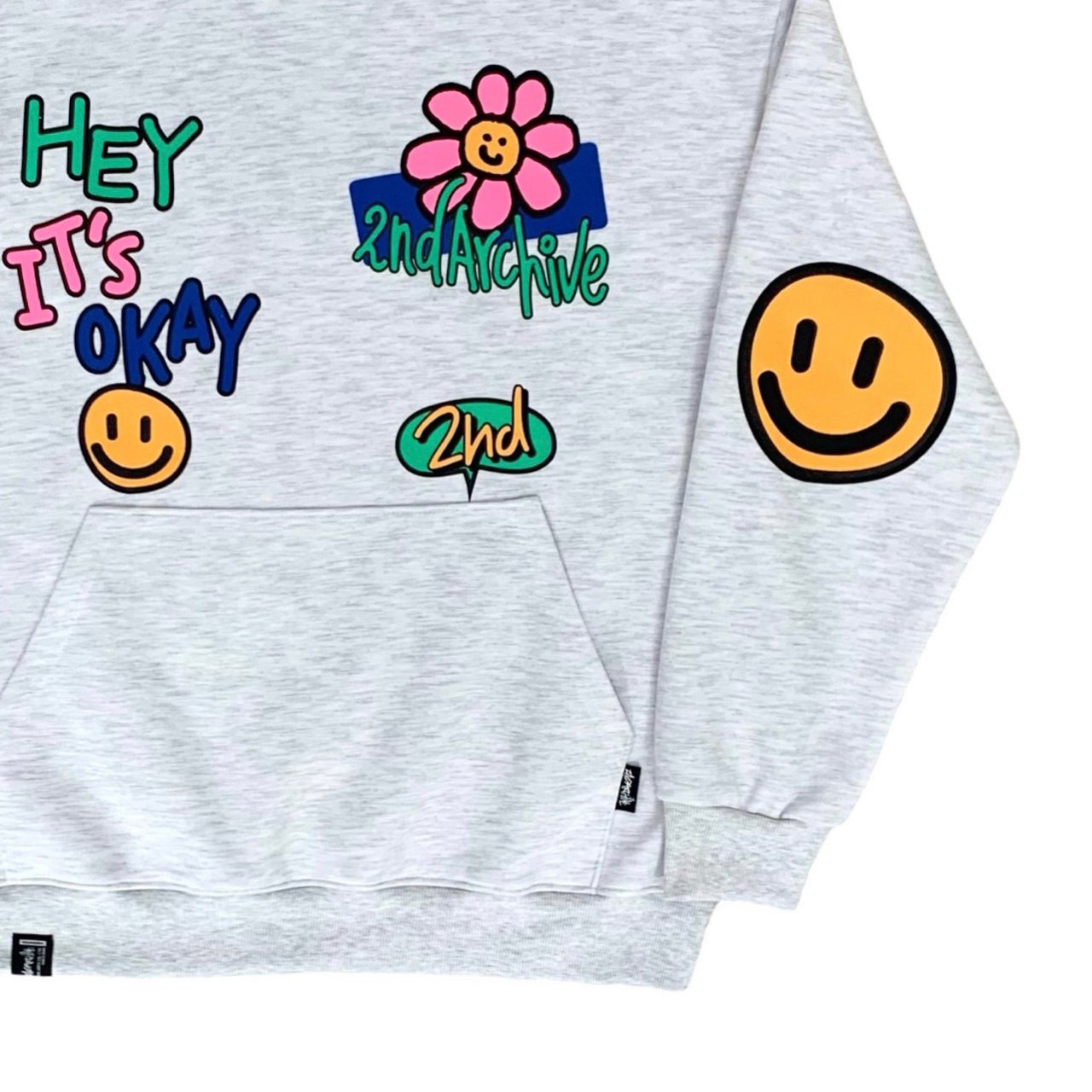 2nd Archive unisex hoodie featuring a cute smile graphic