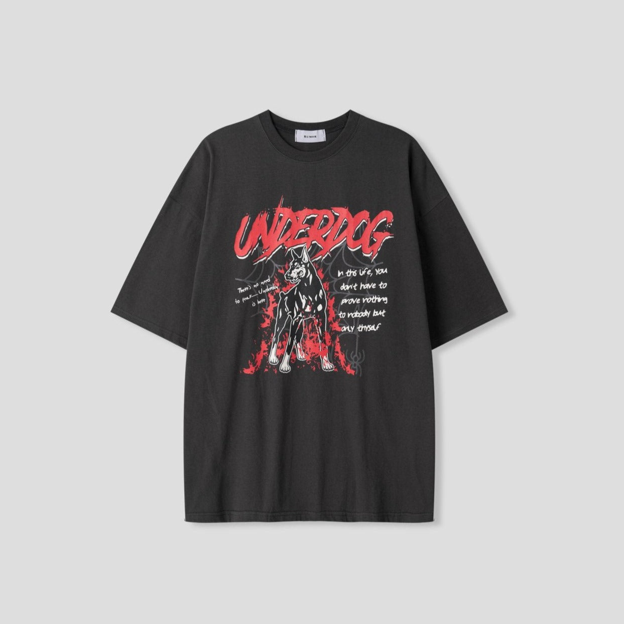 Stylish unisex T-shirt, vintage dog graphic, street influence.