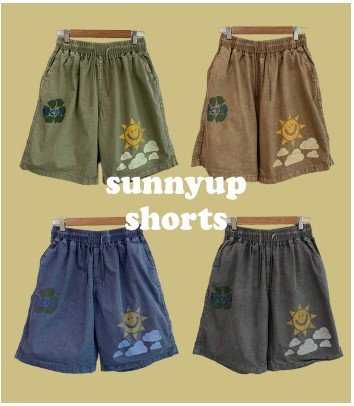 Korean vintage shorts, cute prints, unisex, 4 colors