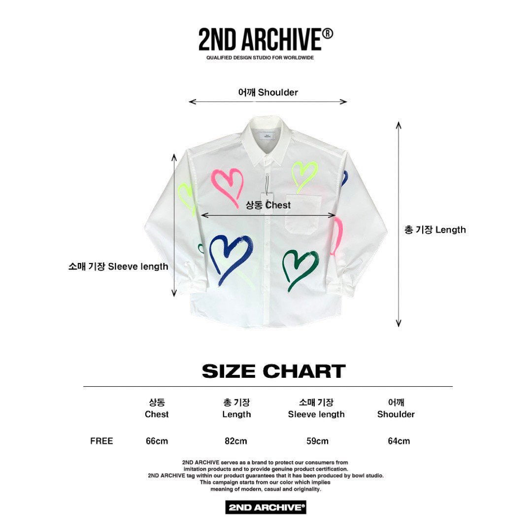 Size chart for free size Korean fashion long sleeve shirt. 