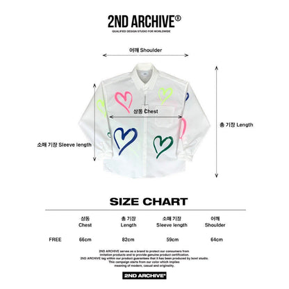 Size chart for free size Korean fashion long sleeve shirt. 