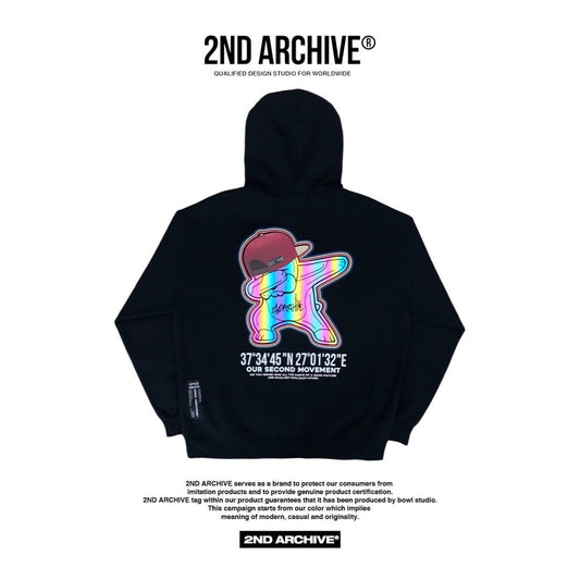 3-color hoodie with reflective cute bear art best-seller