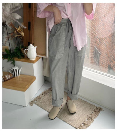 Adjustable waist Korean pants, cotton, best sellers