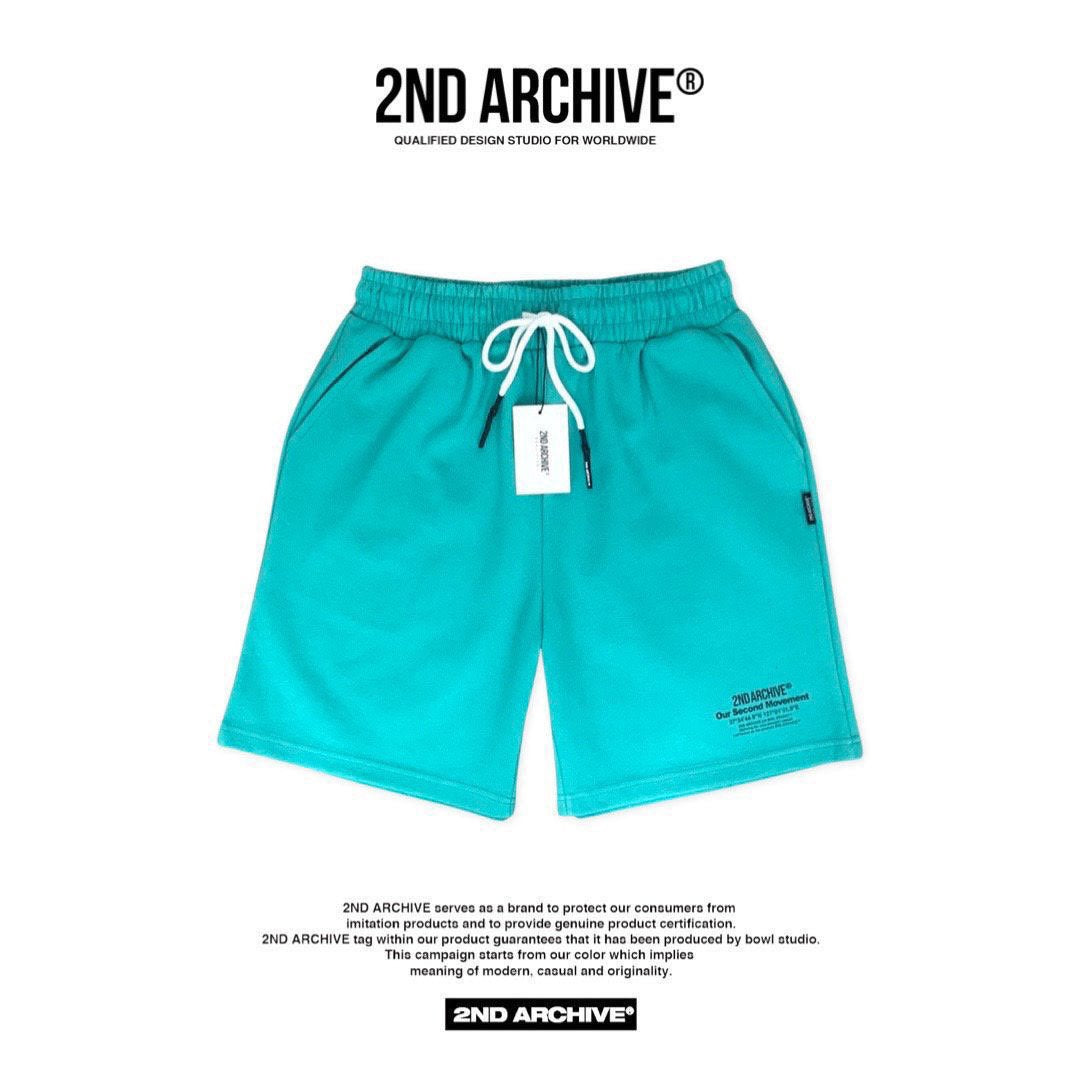 Front facing mint colored men's summer shorts with adjustable waist band. Made in Korea