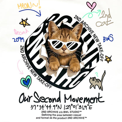 [2nd Archive]サークルロゴのクールな猫のTシャツ(SAB117)