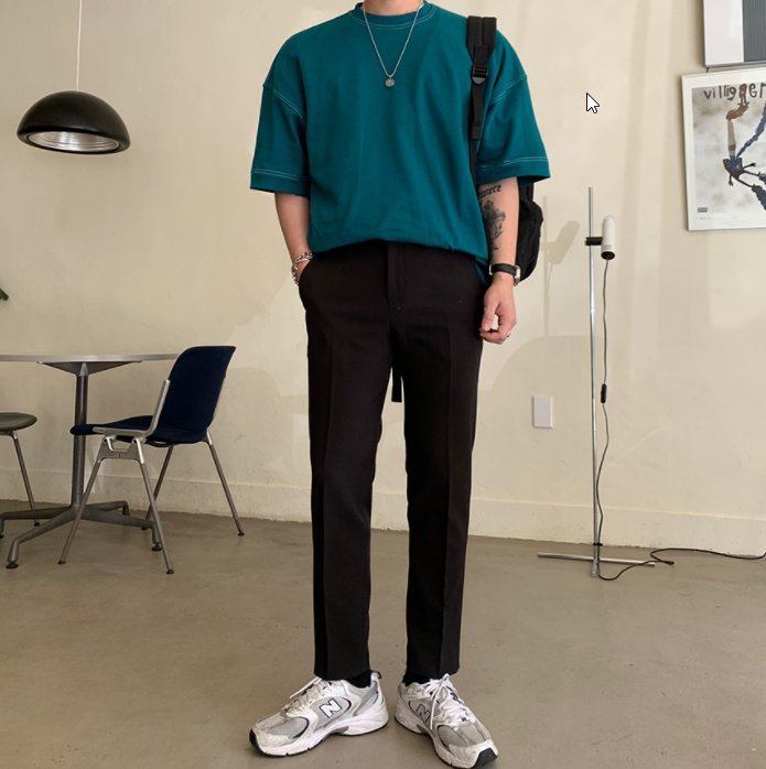 Double-stitched oversized tee, Korean made, 3 colors