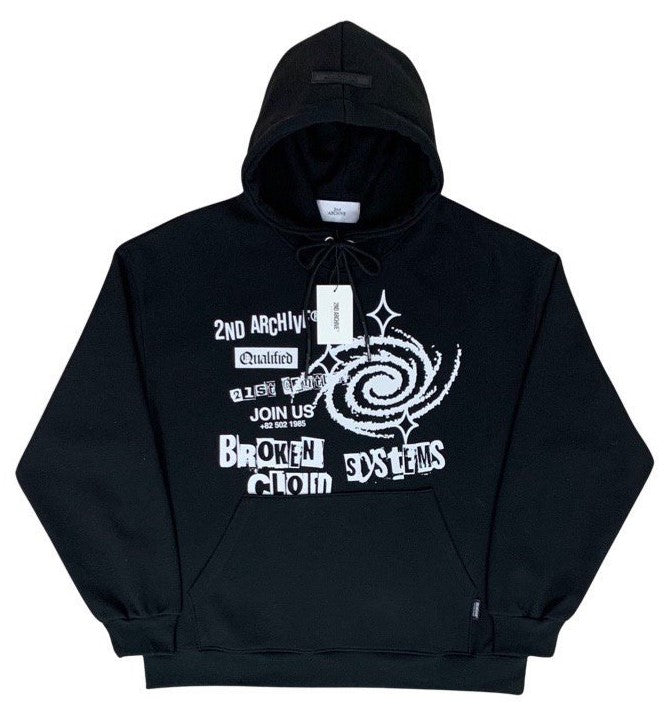 Front facing black parka with cool graphic and graffiti writing style logo. 