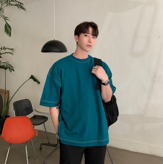 Korean made oversized tee, double-stitched, 3 colors