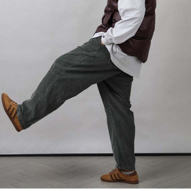 Korean vintage corduroy pants with knee details