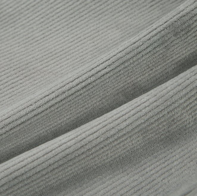 Zoom view of corduroy pants. Gray