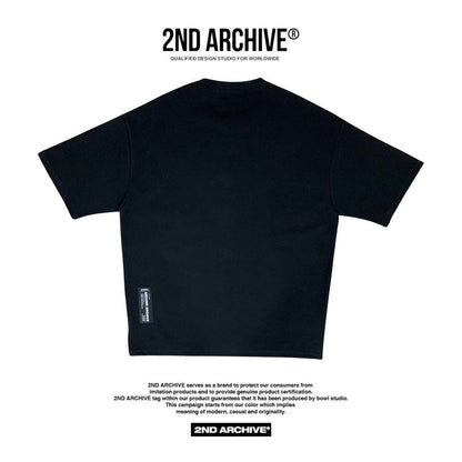 Back facing black t shirt from 2nd Archive Street fashion brand. 