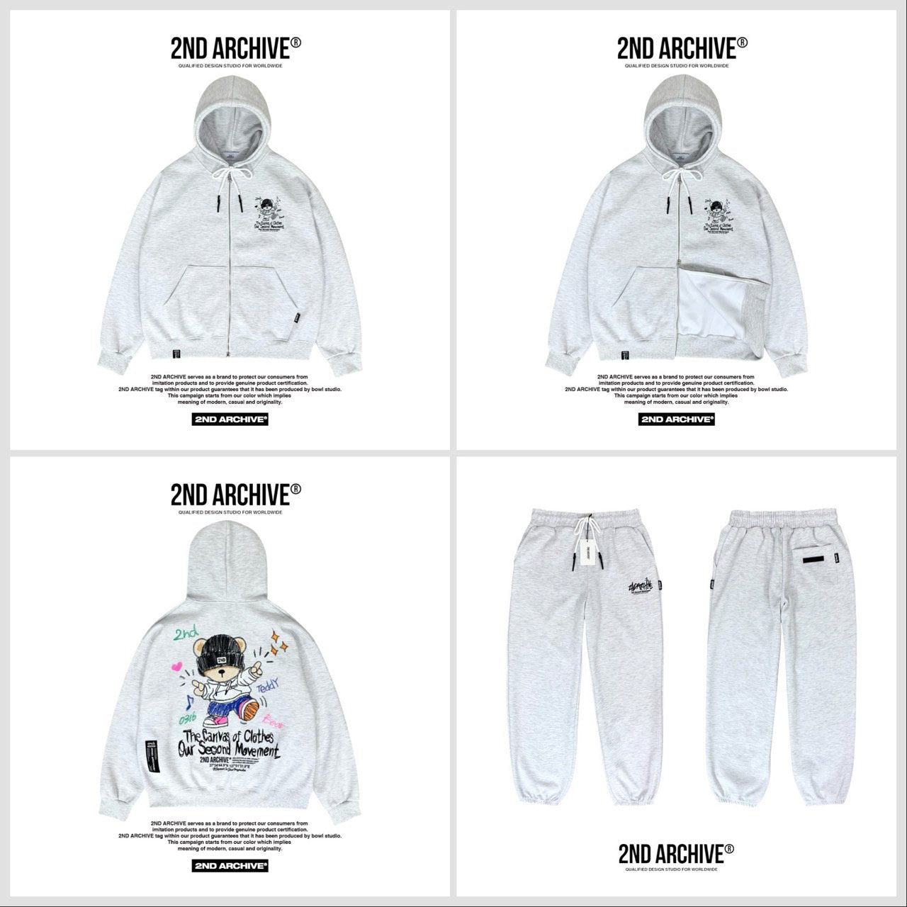 ブラック生地とベアグラフィックのコントラストが際立つディテールカット