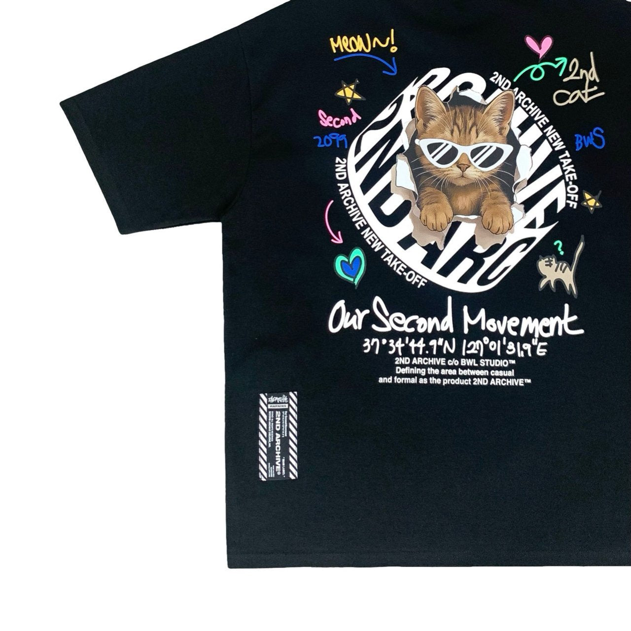 [2nd Archive]サークルロゴのクールな猫のTシャツ(SAB117)