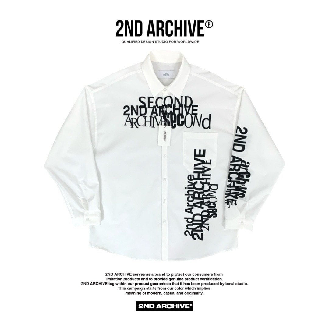 レイヤード風プリントでアクセントを効かせたモード系シャツ