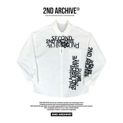 レイヤード風プリントでアクセントを効かせたモード系シャツ