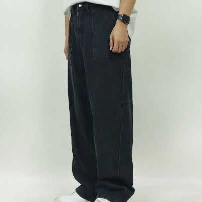 Best-selling black classic fit denim, unisex, Korean.