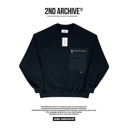 Front facing black warm sweater from Korean fashion brand. 