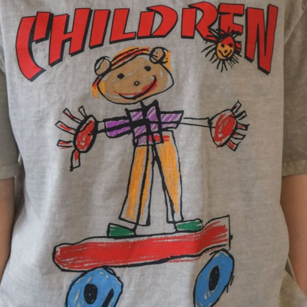 Korean tee, adorable skateboard child drawing, best seller