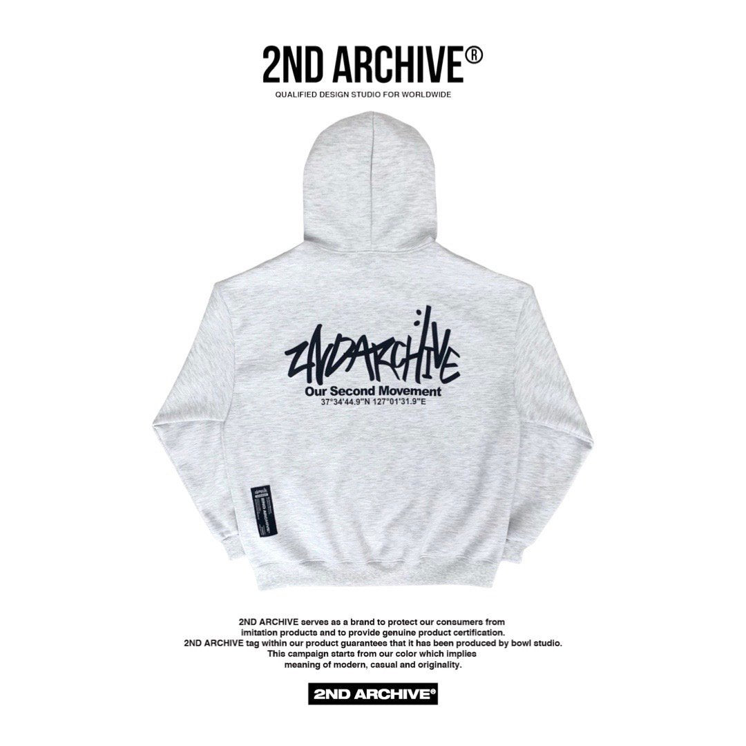 Unisex hoodie sweater with 2nd Archive signature logo