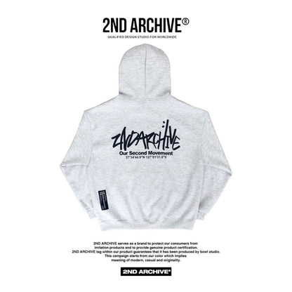 Unisex hoodie sweater with 2nd Archive signature logo