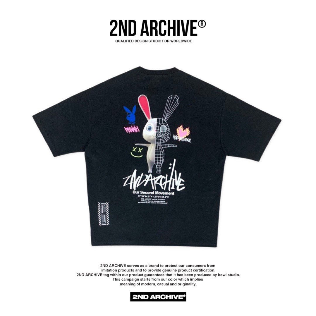 2nd Archive T-shirt, Korean rabbit graphic.