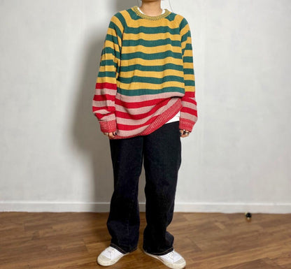 Korean made sweater, oversized fit, multicolor stripes