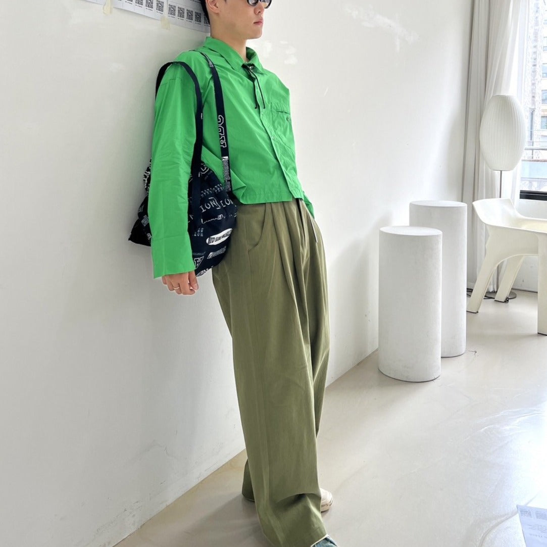 Khaki street pants, Korean design, oversized.