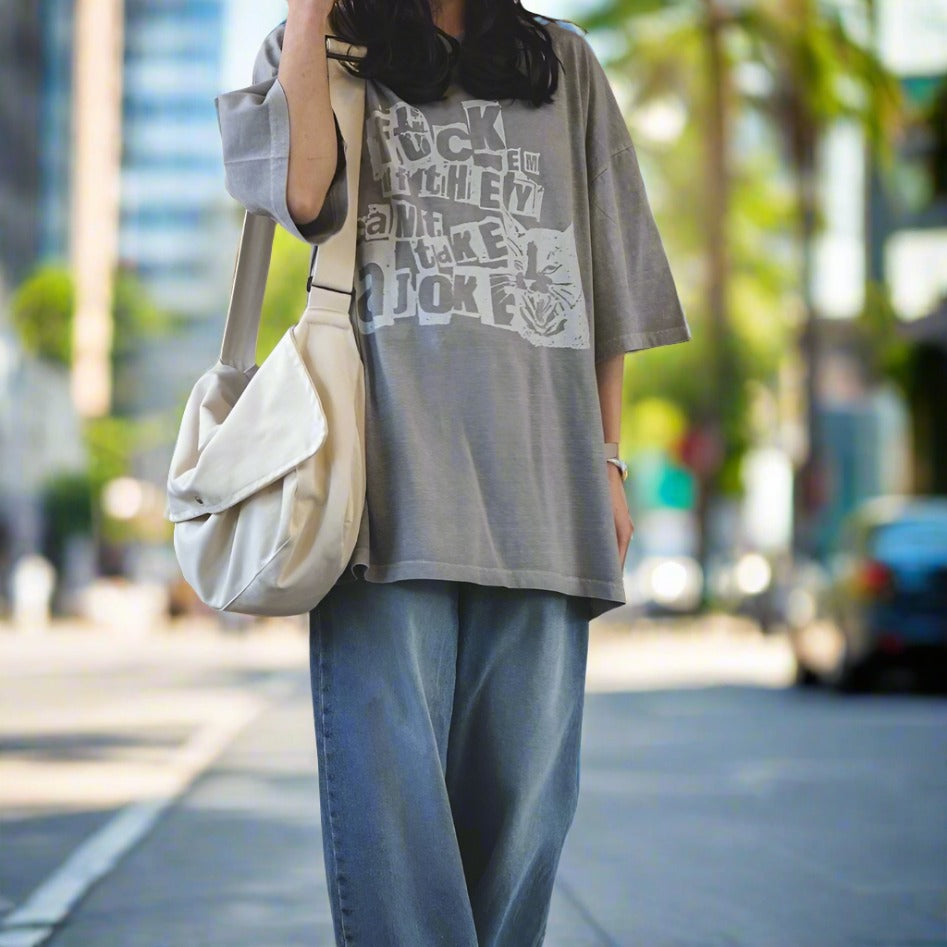 Women's street fashion t shirt, gray, made in Korea. 