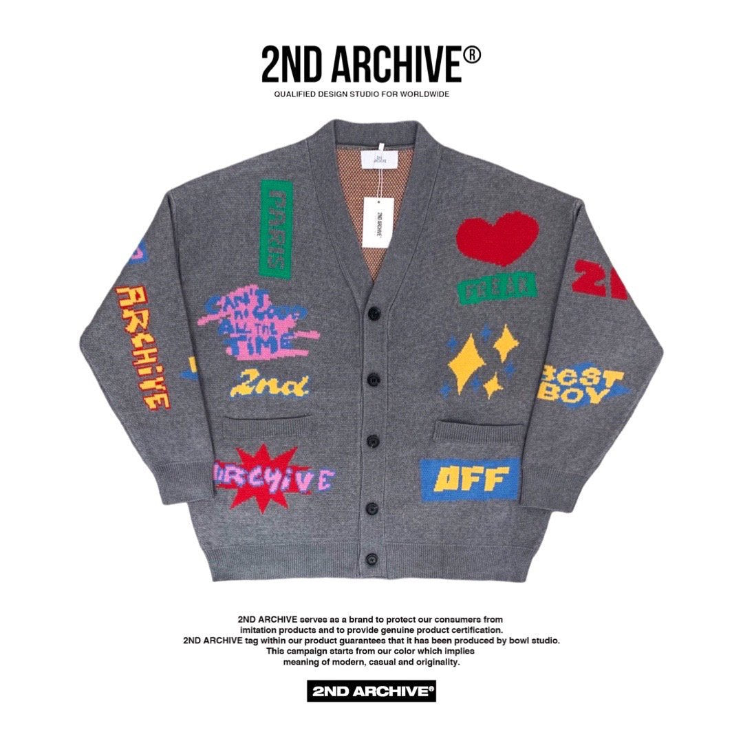 2nd Archive statement cardigan with playful colors