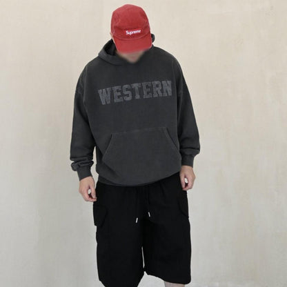 [Potato Club]  "WESTERN" Vintage Pigment Hoodie (PTC14)