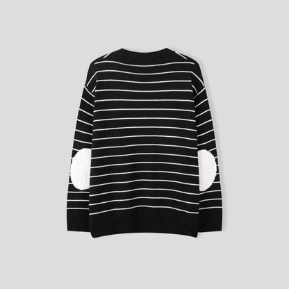 [Rumor] Striped Oversize Knit Elbow Patch Sweater (RB07)