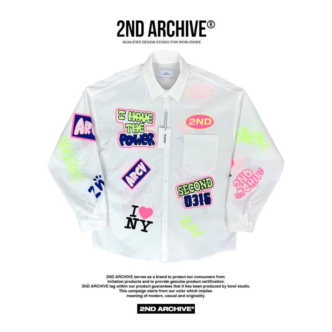 2nd Archive]ピースデザイン ネオンカラー グラフィック Tシャツ