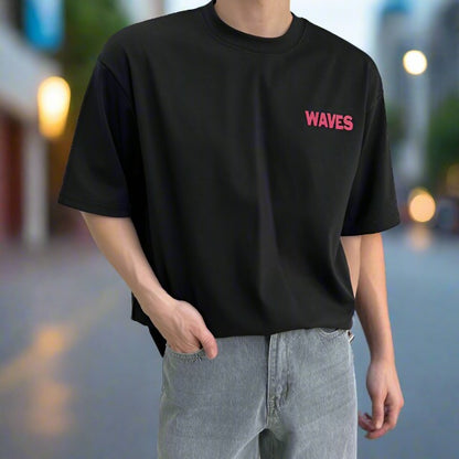 Cool black t shirt with English writing on chest from Korea. 