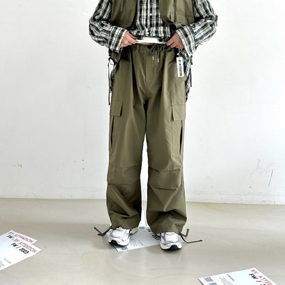 Khaki balloon pants, Korean street fashion.