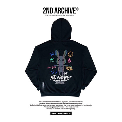 Back facing graphic hoodie sweater from Korean street fashion brand. 