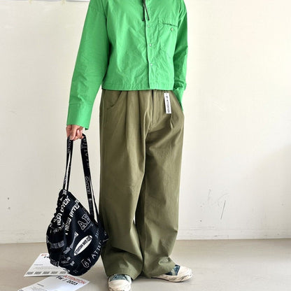 Khaki street pants, Korean tailoring, oversized.