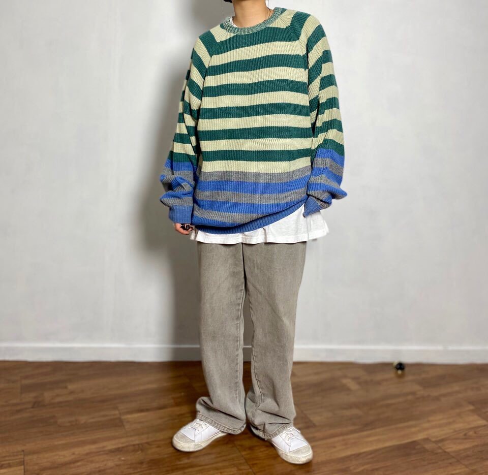 Oversized multicolor stripe sweater, Korean made