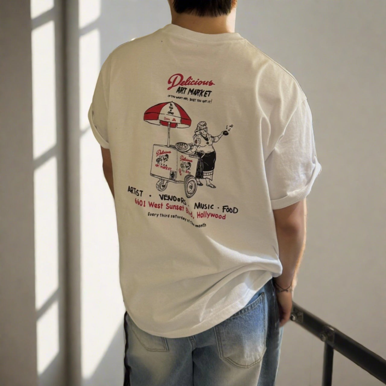 Vintage pizza cart Korean tee, best seller, unisex, 2 colors