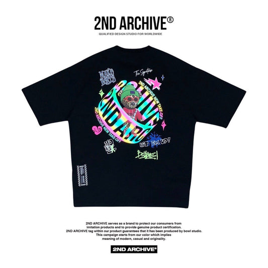 Graffiti Teddy Tee by 2nd Archive - Korean Street Style